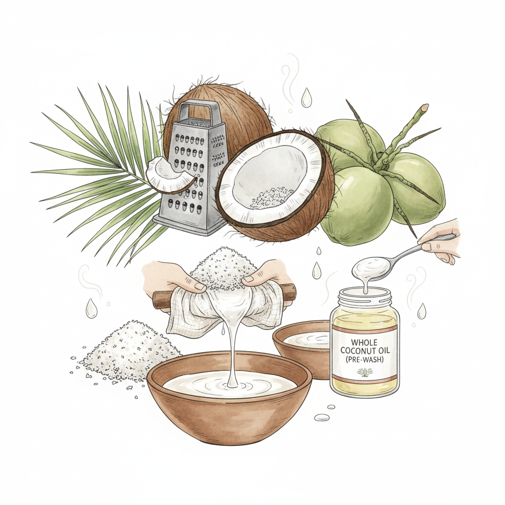 Whole coconut oil (pre-wash)